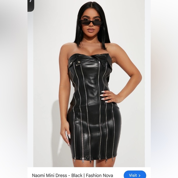 Fashion Nova Dresses & Skirts - Fashion Nova Black Strapless Faux Leather Zipper Mini Dress